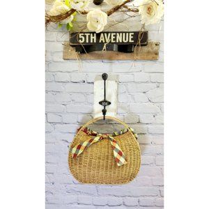 Vintage Handmade Lantern Moon Woven Straw/Seagrass Bag Excellent Condition!!